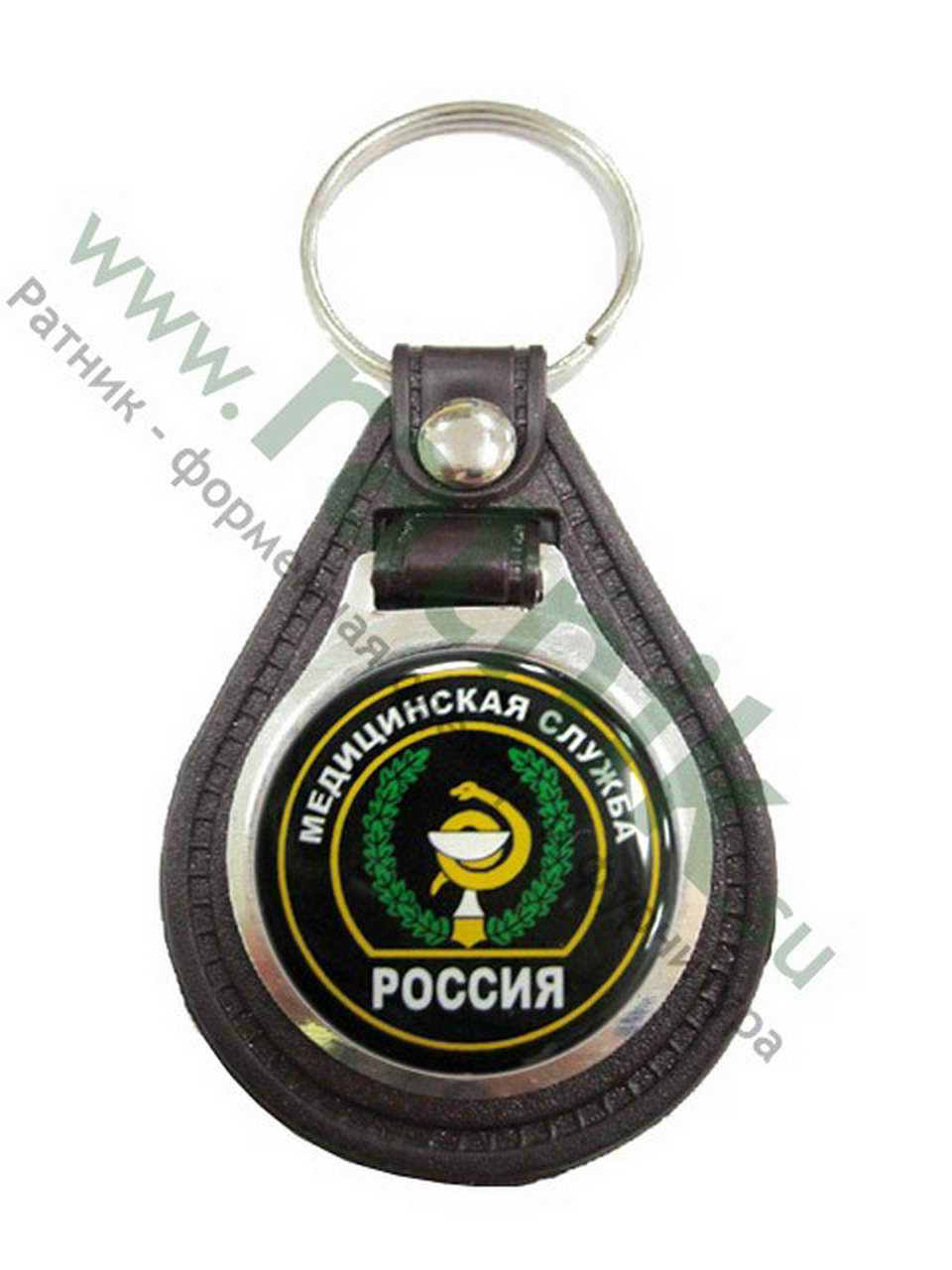 Брелок металлический на подложке Россия Медицинская служба (смола)