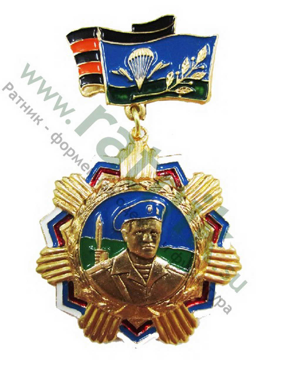 Медаль ВДВ (десантник, лучи, колодка флаг ВДВ, георг.лента)
