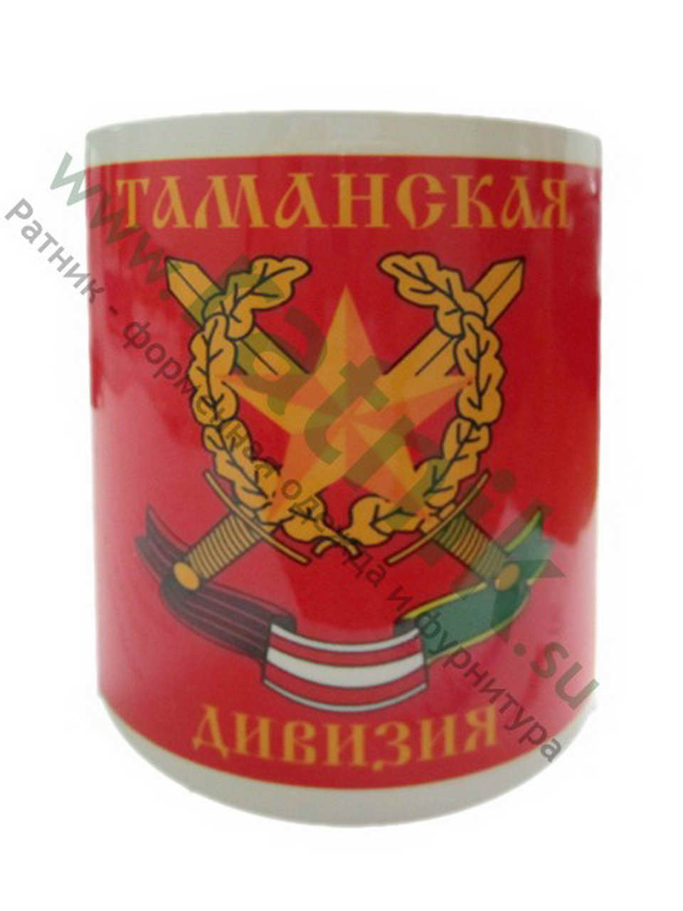 Кружка фарфоровая "Таманская дивизия" (эмблема на красном фоне), арт.М