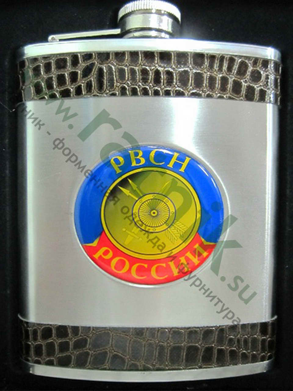 Подарочный набор в коробке РВСН(фляга из нерж.стали, эмблема заливка смолой и 4 стаканчика,) — изображение 3