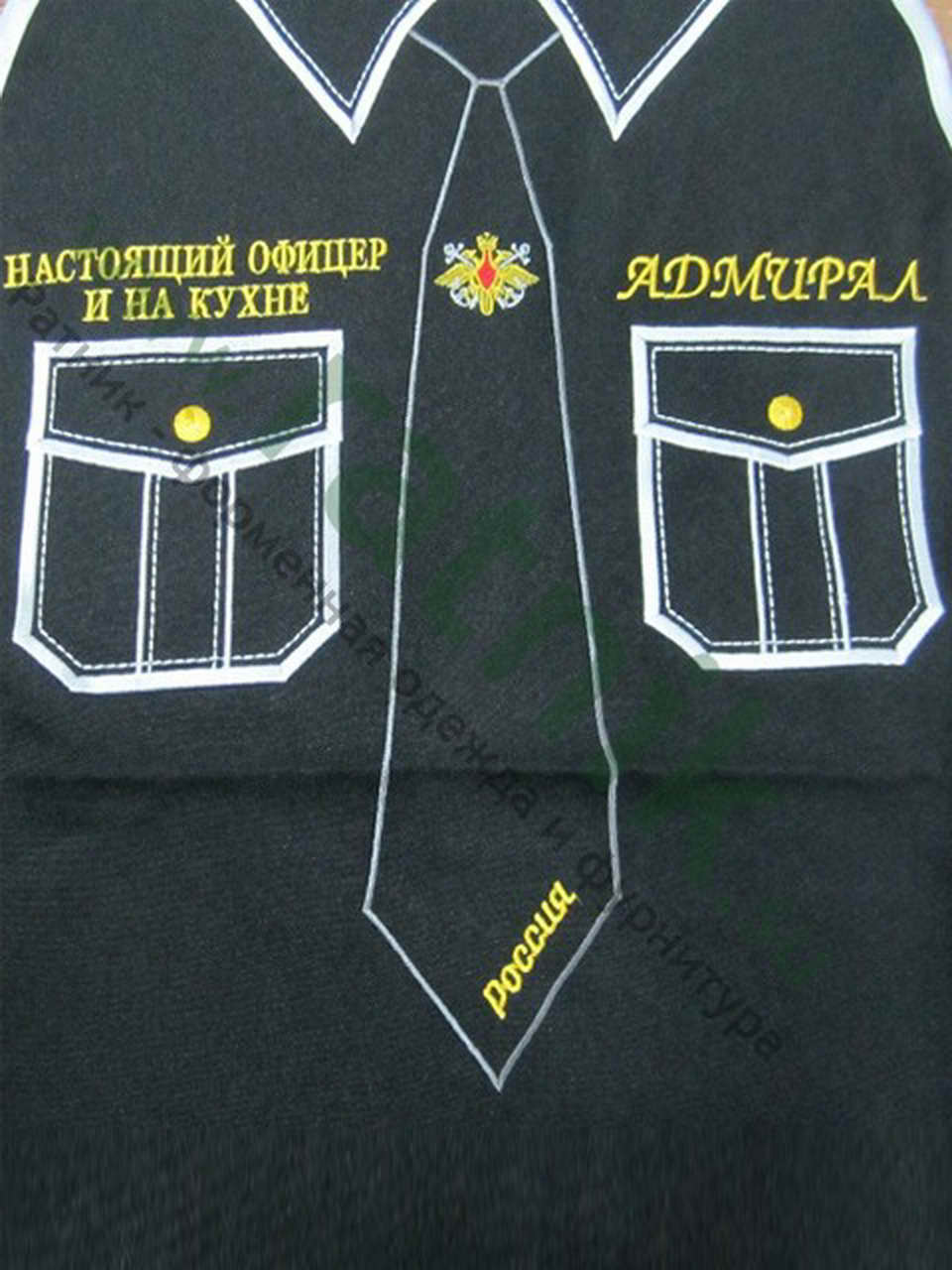 Фартук вышитый сувенирный черный (ВМФ) — изображение 2