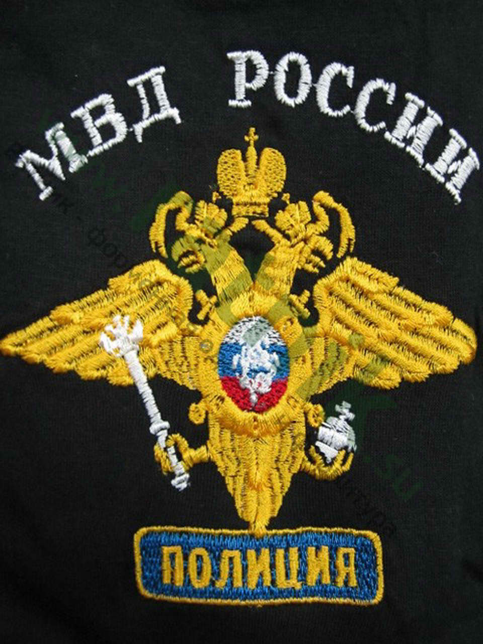 Футболка с выш. на груди и спине "МВД России Полиция" (орел), черная, короткий рукав — изображение 3