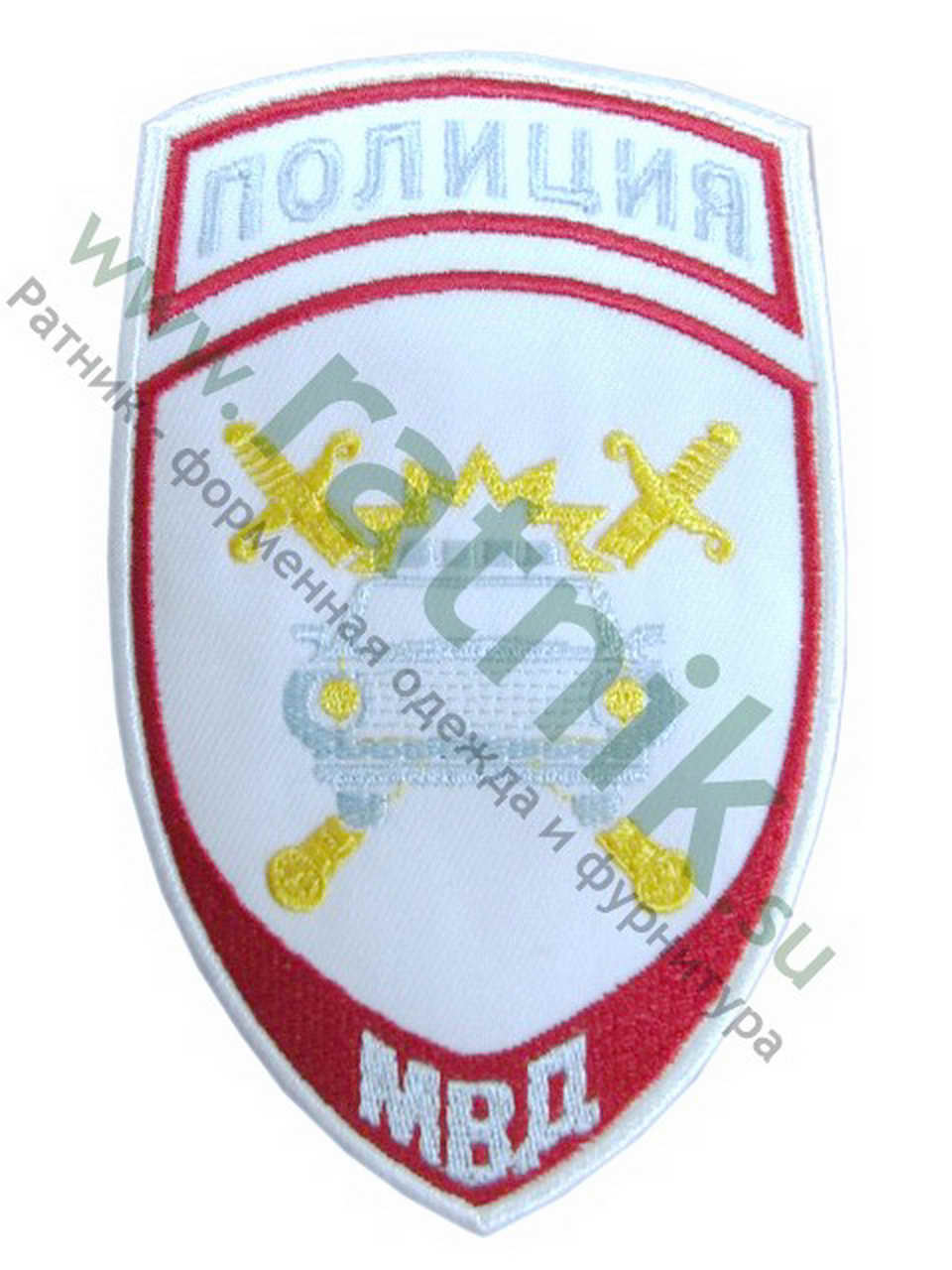 Шеврон вышитый нарукавный нового образца Полиция ГИБДД (белый),шелковая нить