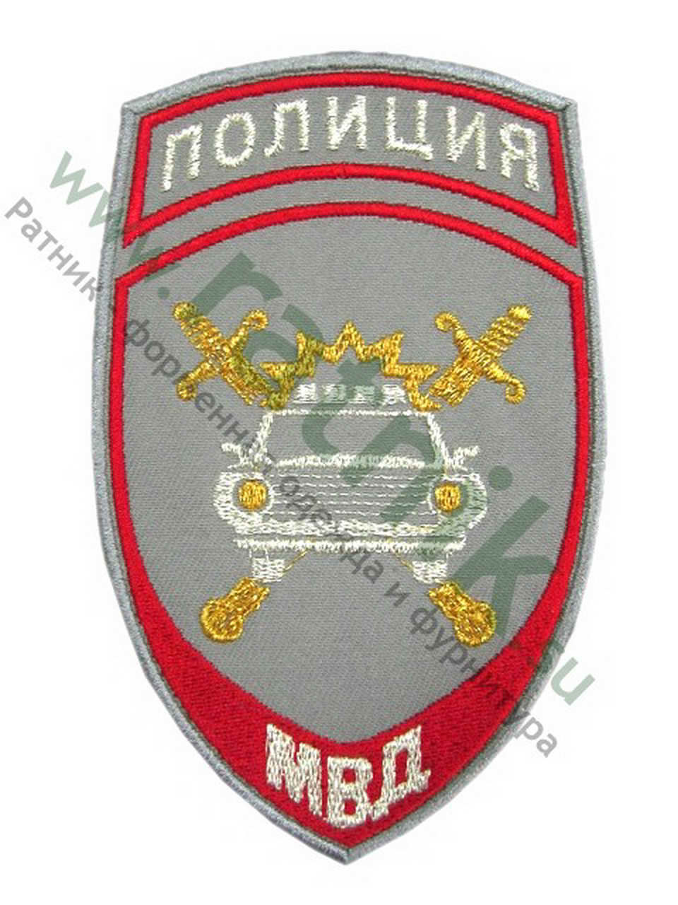 Шеврон вышитый нарукавный нового образца Полиция ГИБДД (светло-серый), металлонить